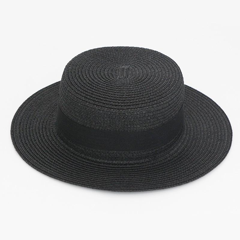 20 Color Square Buckle Round Straw Hat Summer Travel Sunshade Breathable Cap