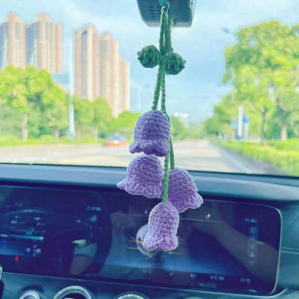 

Wind chime flower hand woven car decoration, rearview mirror pendant, car interior pendant фиолетовый