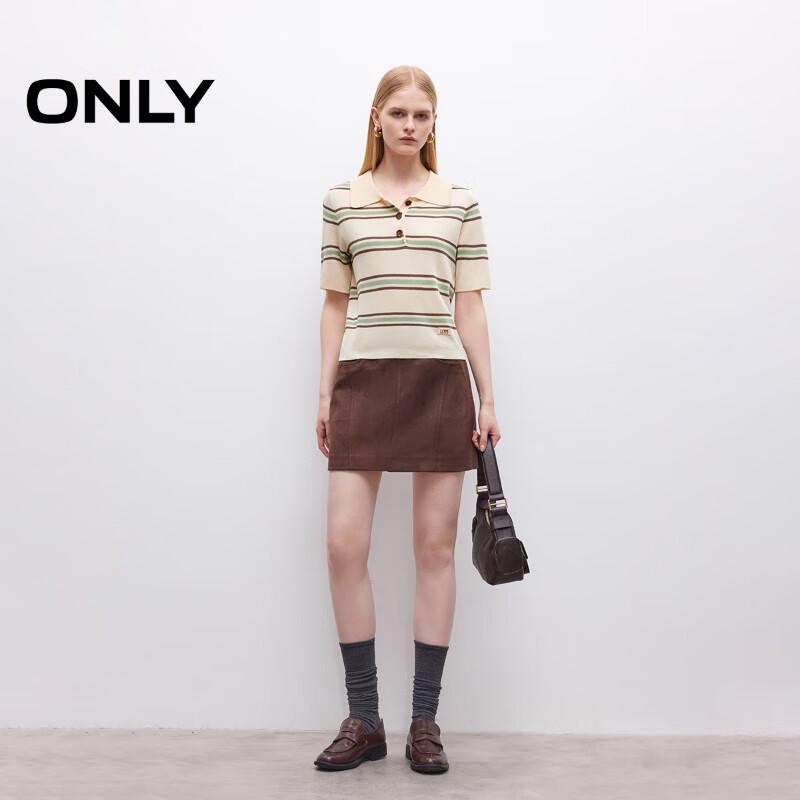ONLY Women's Lightweight Striped Polo Knit Top