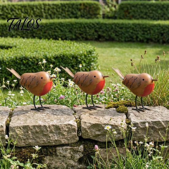 Metal Bird Figurines for Home Decor Rustic Birds Decoration, Outdoor Garden Statue Decorative Ornaments, Iron Statues Living Room Distressed Figurine