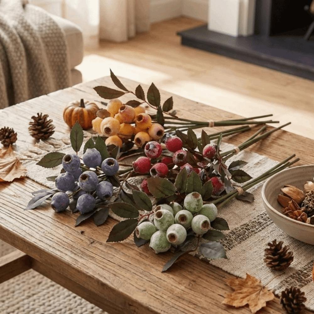 Plastic Foliage Realistic Fake Fruit Handmade Red-flowering Gum Branch Halloween