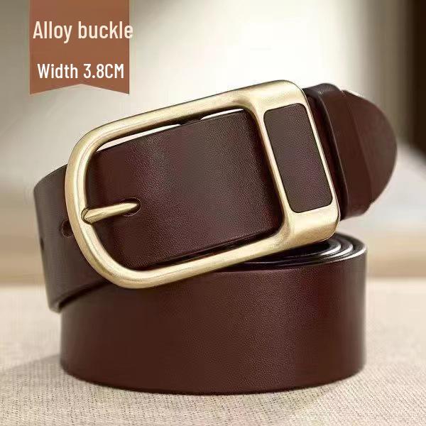 Retro Men's Leather Jeans Belt with Flip Pin Buckle - Fashion Casual Style