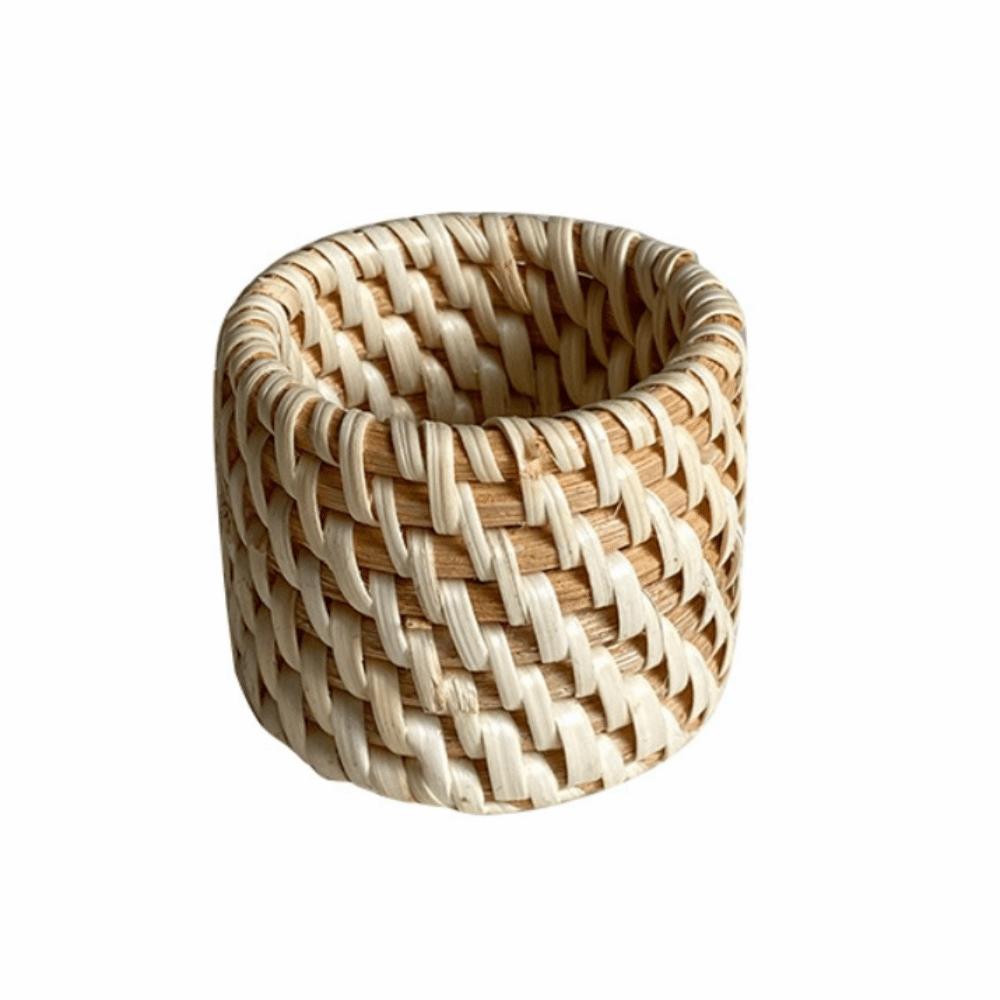 Anneau de serviette tressé en rotin Design tressé fait à la main Anneau de serviette rustique Fermeture à boucle Anneau de serviette réutilisable Porte-serviette Décoration de table