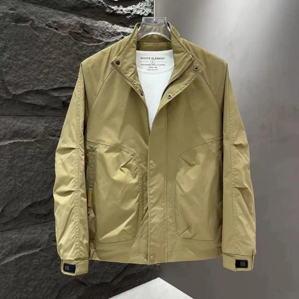 Trendy Brand Stand-Up Collar Jacket Men'S Spring And Summer Ruffian Handsome Jacket Men'S Trendy Brand Autumn Clothing Casual Top Tooling Casual Men