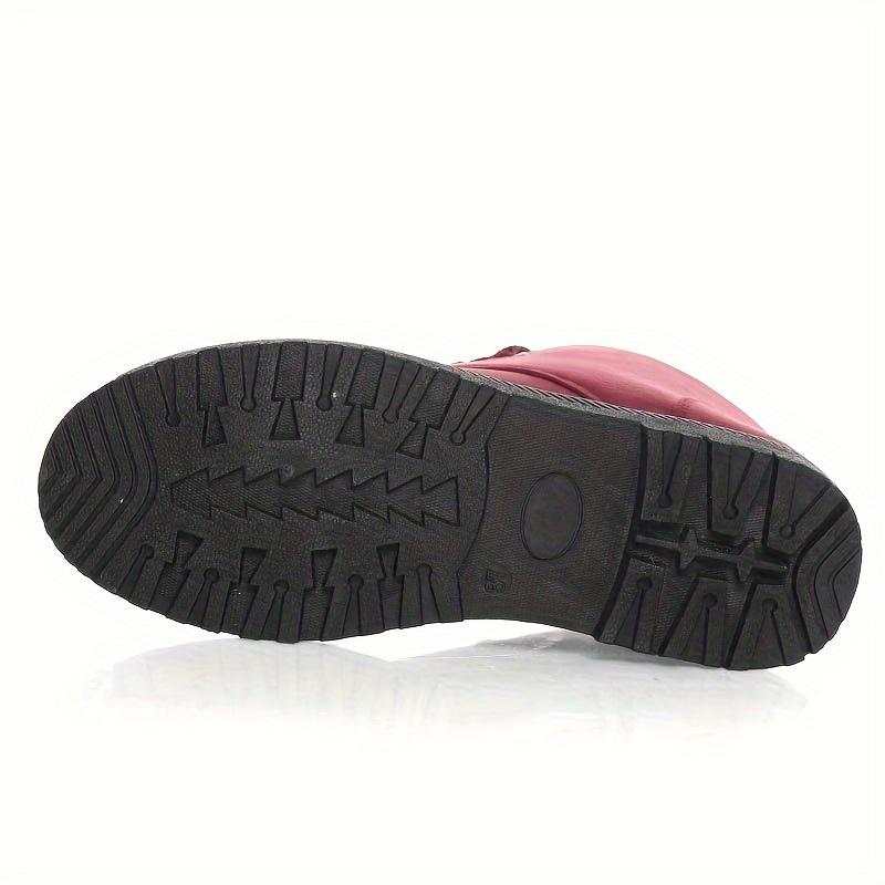 Women'S Ankle Boots - Winter Warm Round Toe Flat Shoes with Lace-Up Closure, Non-Slip Rubber Sole, & Accent Ladies Winter Boots