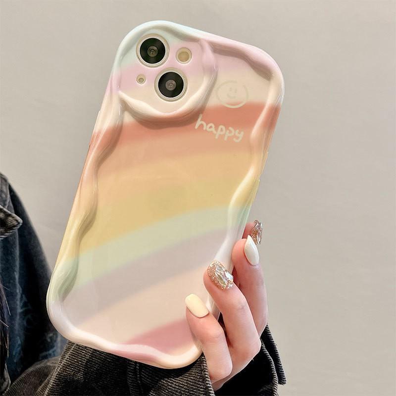 Shockproof Air Cushion Phone Case With Lanyard IPhone 17 Pro Max Full Coverage Silicone Cover Cute Cartoon Design In Cream