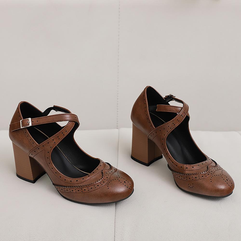 Scarpe Décolleté Donna Mature Punta Tonda Tacco Largo Alto Scarpe Eleganti Taglie Forti 46 50