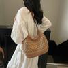 Woven straw bag women's shoulder hollow high-end woven bag large capacity seaside vacation beach tote bag