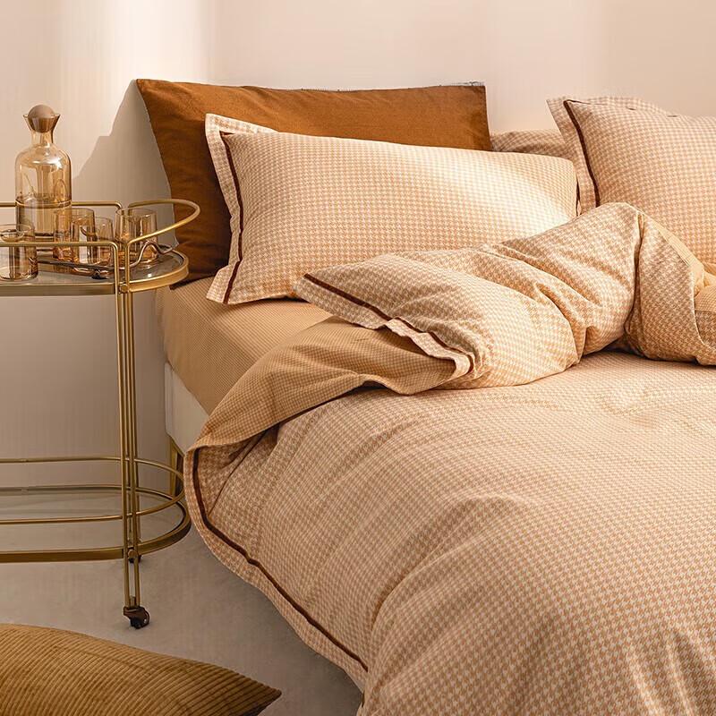 

Duoxi ai Brushed Cotton Glen Warm Coffee 4-Piece Bedding Set