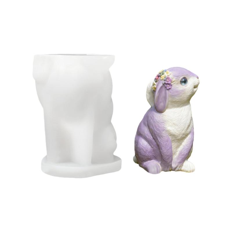 Practical Craft Mold Rabbit Shape Handmade Supplies Ornament Moulds Silicone Texture for Clay Wax and Resin Crafting