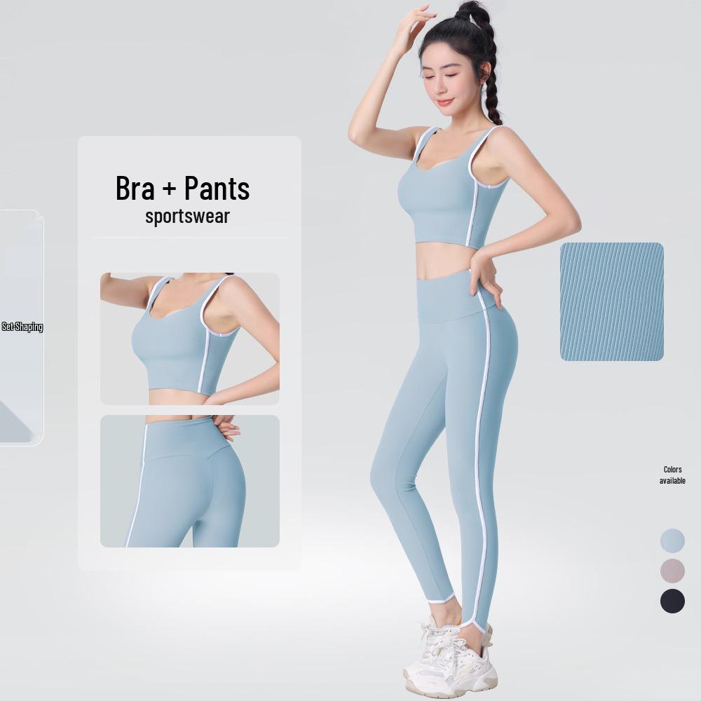 

Женский костюм для йоги: Однотонный, Бюстгальтер с поддержкой спины, Высокая талия с контролем живота, Фитнес-брюки с эффектом подтяжки бедер, Осенняя коллекция. S небесно-голубой