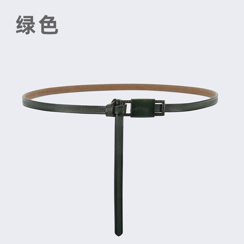 

Кожаный тонкий пояс для женщин, декоративный пояс для платья, кожаный пояс с узлом для рубашки 105cm