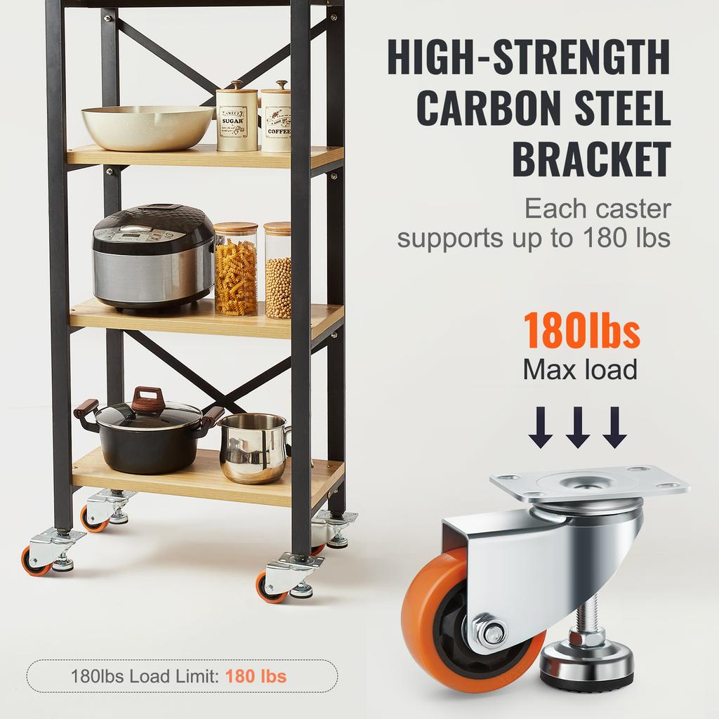 SucceBuy 4pcs Leveling Casters 3in Diameter 360 Degree Swivel Caster Wheels Adjustable with Feet for Workbench Machine Furniture