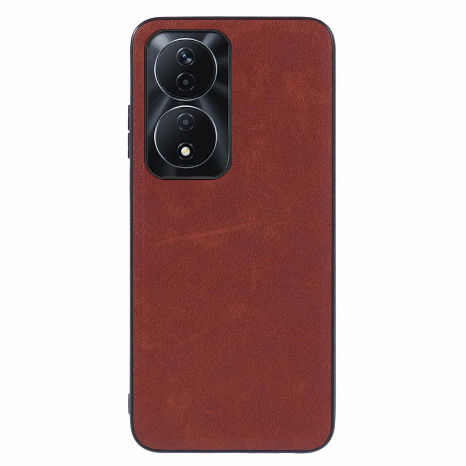 

For Honor 90 Smart/X7b 4G Case PU Leather+PC+TPU Hybrid Phone Cover Brown