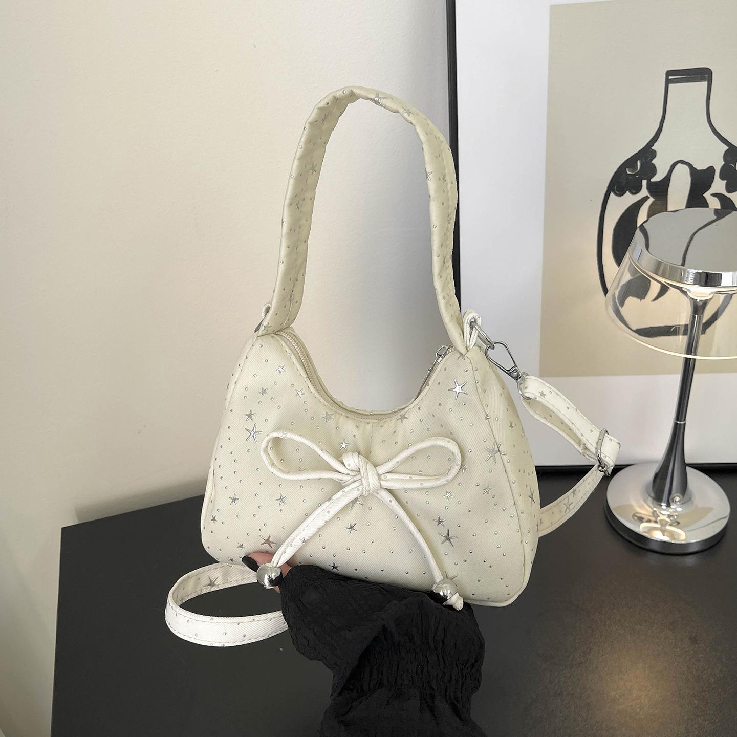 

Sweet Star Polka Dot Bow Crossbody Bags for Women Versatile Portable Ladies Shoulder Bag Simple Lightweight Girls Hobos Handbag бежевый