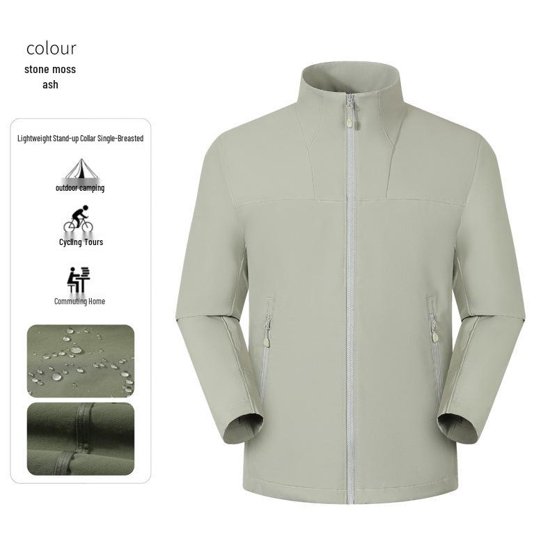 Customizable Stand Collar Windbreaker: Team Logo, Casual Outdoor Jacket, Windproof for Spring & Autumn.