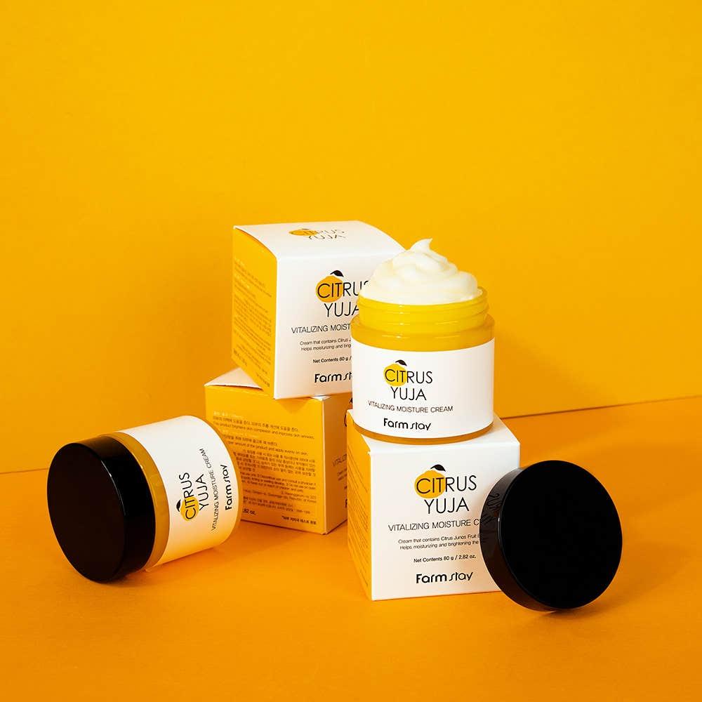 Farmstay Citrus Yuja Vitalizing Moisture Cream Brightening Hydrating 80ml