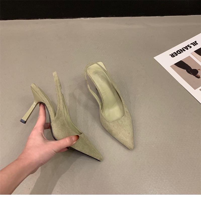 2024 Spring Fashion: Women's Pointed Toe Mid-Heel Backless Stiletto Sandals