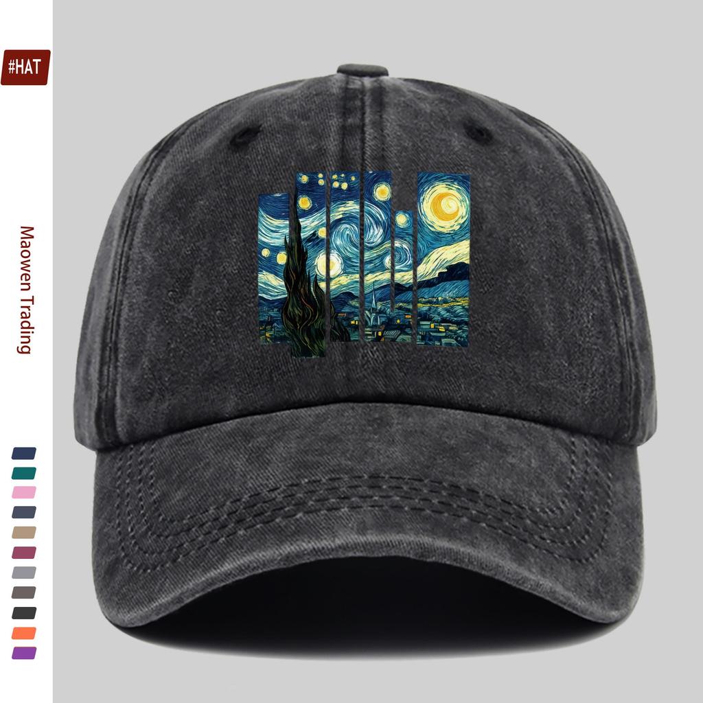 Pc Fashion Oil Painting Pattern Printed Baseball Cap Casual Design Decorative Hat Comfortable Lightweight Headwear Adjustabl