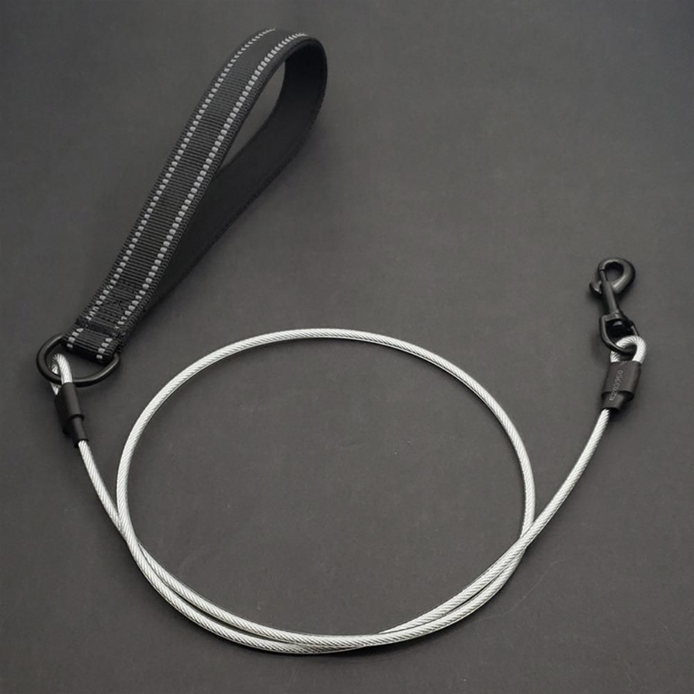 

Стальной трос, поводок для собак, тяговый канат 120 см, мягкая мягкая ручка, проволочный канат с покрытием, прорезывание зубов для щенков