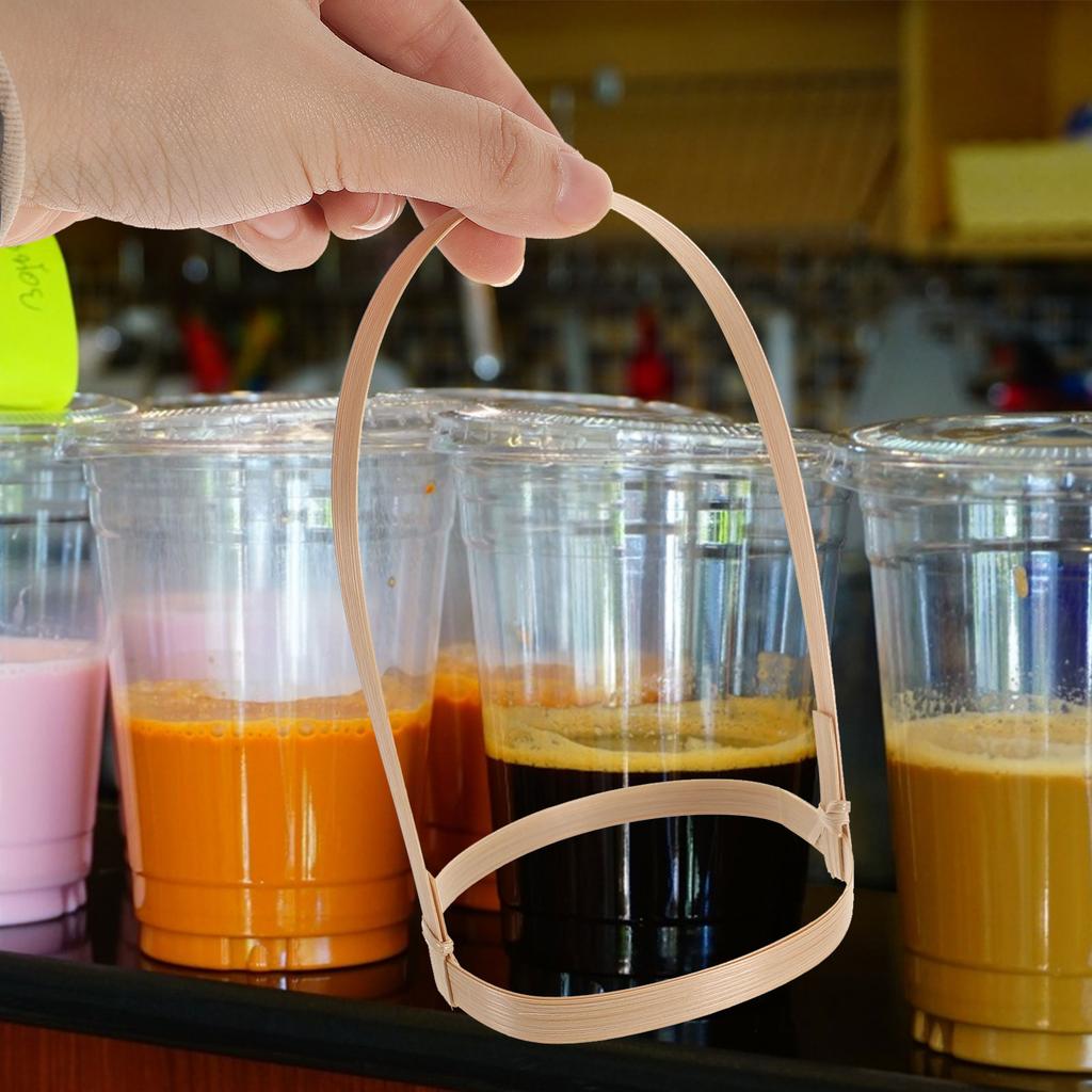 10pcs Coffee Cup Bamboo Carrier with Handle Coffee Cup Holder Beverage Cup Holder
