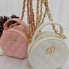 New Product Gold Ball Chain Small Round Cake Cute Mini Small Waste Bag One Shoulder Crossbody Lipstick Bag Small Fragrance Pendant Fashion
