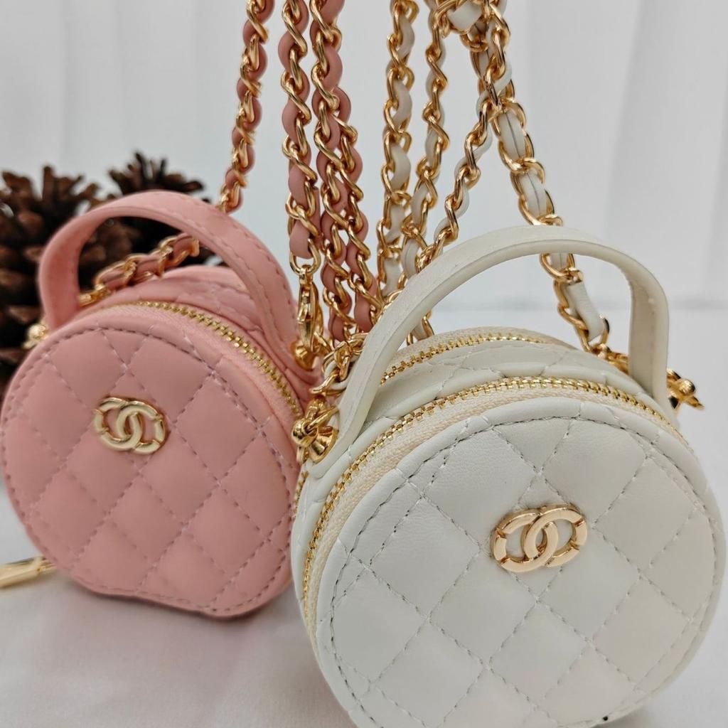 New Product Gold Ball Chain Small Round Cake Cute Mini Small Waste Bag One Shoulder Crossbody Lipstick Bag Small Fragrance Pendant Fashion
