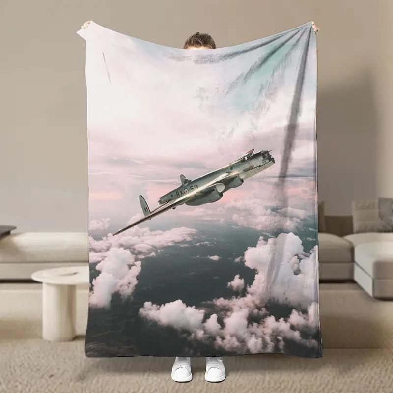 Warm Soft Vintage Planes Print Blanket Fluffy Children and Adults Sofa Plush Bedspread Picnic Throw Blanket for Sofa Bed Gifts