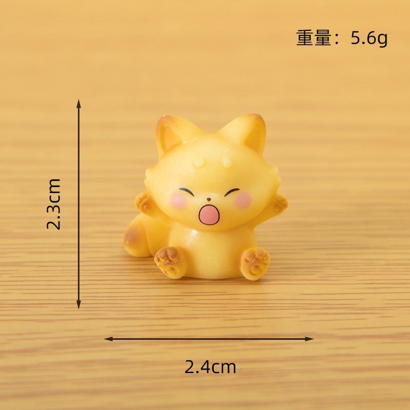 6Pcs Micro Landscape Cute Little Fox Home Diy Decoration Doll House Office Car Mounted Resin Small Ornament Accessories