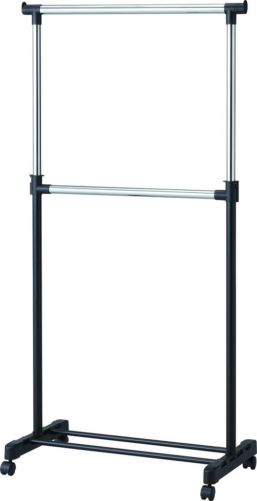 Pearl Metal Pipe Hanger Rack, 2-Tier, Single, Black, Indoor, Laundry, Black, N-7605