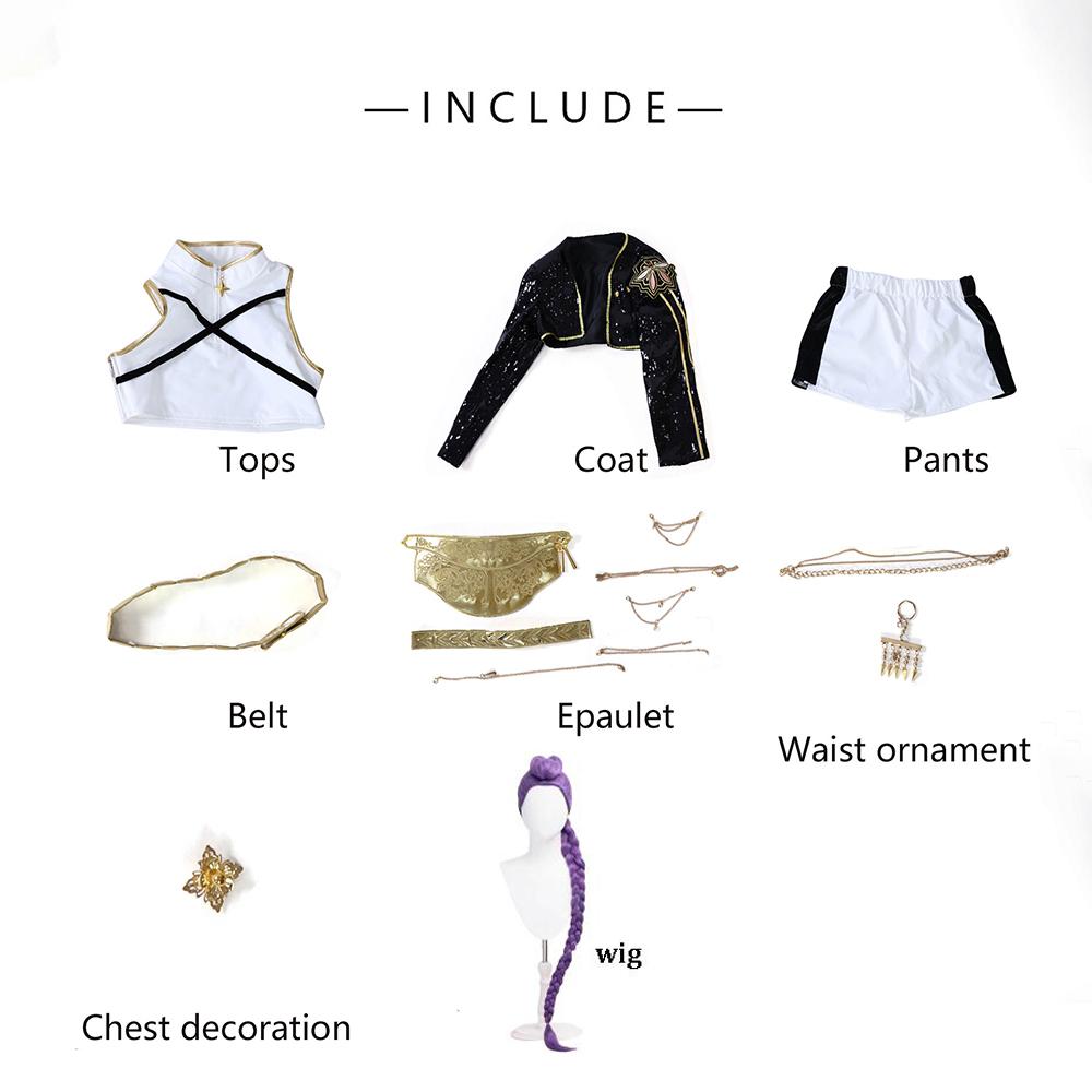 Kids Children HUNTR X KPOP Demon Hunters Rumi Cosplay Costume Black Stage Halloween Comic Con Anime Wig Role Play