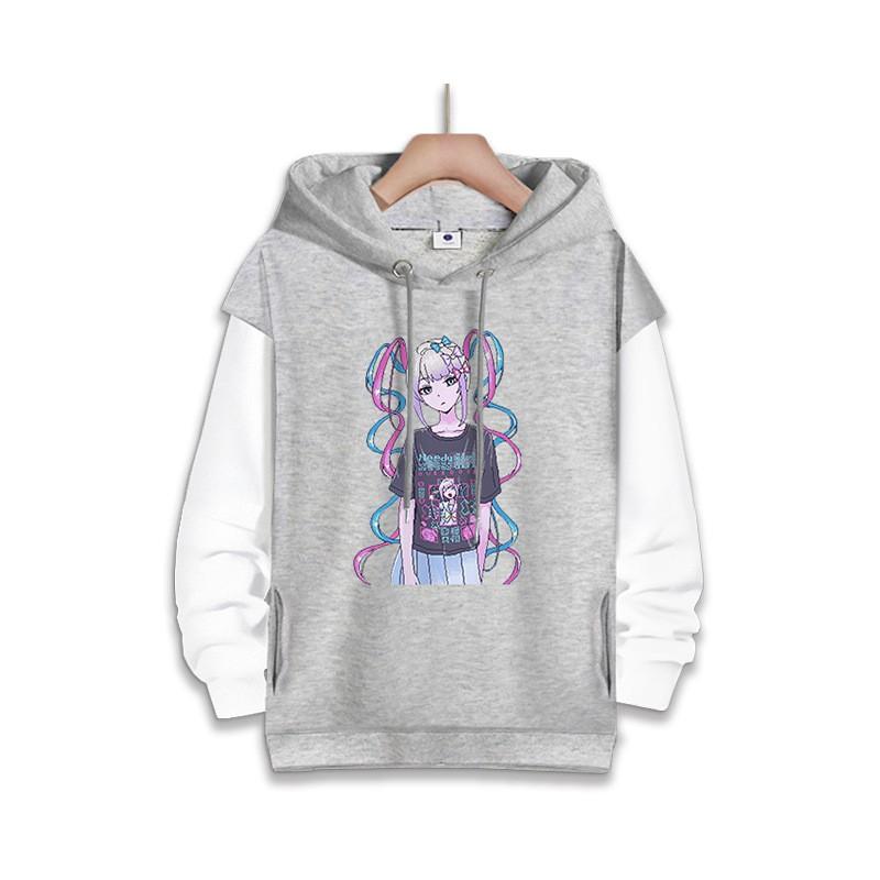 Oversized Hooded Sweatshirt Teens Cartoon Anime Print Daily Winter Wear Mens Loose Fit Pullover