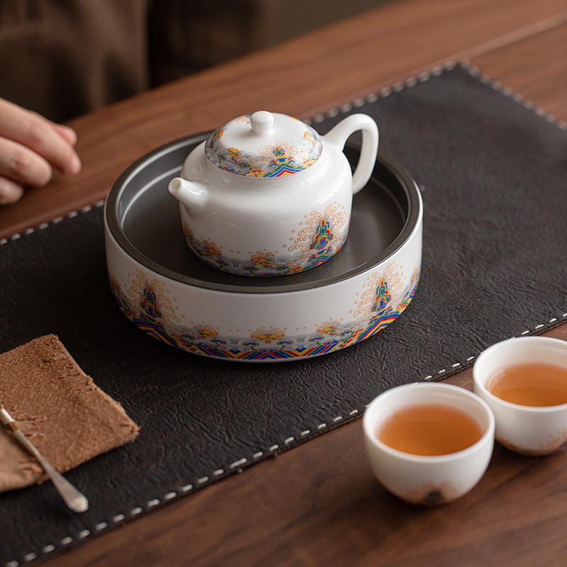 Talgjade weißes Porzellan Meerwasser Jiangya Dezhong Kanne Haushalt Keramik Teekanne Retro weißes Porzellan leichter Luxus Einzelkanne Teezubereiter