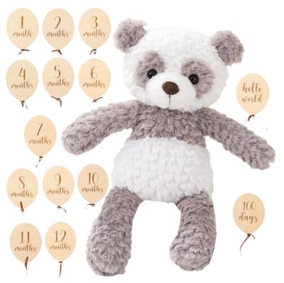 MIHI Plüsch Holz Monatskarten Set Lebensmittelsicher Weich Erster Buchstabe Monatlich Baby Neugeborenen Foto Spielzeug, (Ballonform) [Originalprodukt]