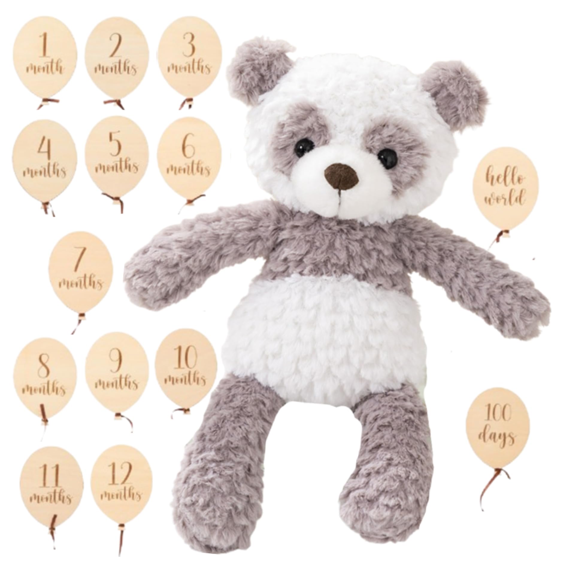 

MIHI Plush Wooden Monthly Card Set Food Sanitation Law Compliant Soft First Letter Monthly Baby Newborn Photo Toy, (Balloon Shape) [Genuine Product]