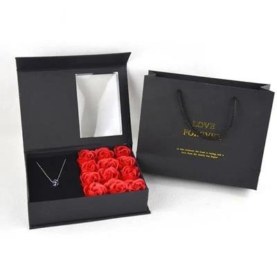 Open Window Soap Flower Jewelry Box Valentines Day Gift Present Packing Bag Women