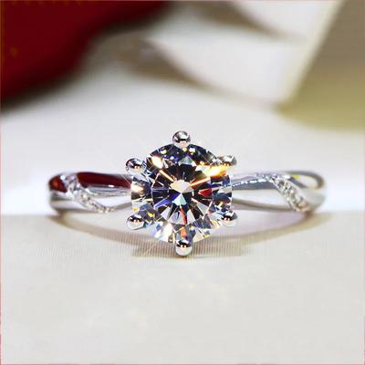 Huitan Crystal Round Cubic Zirconia Rings Brilliant Wedding Band Accessories for Women Luxury Proposal Engagement Rings Jewelry
