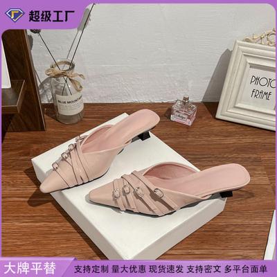 Fashion Bag Head Half Drag Muller Shoes Women Wear High Heels After Empty Single Shoes 2025 New French Celebrity Style Women's Shoes