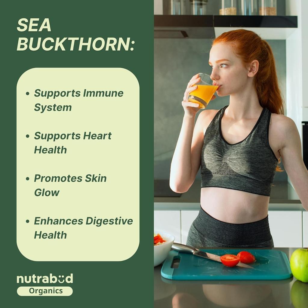 Nutrabud Sea Buckthorn Berry Powder Pure Himalayan Fruit Supplement For Daily Wellness And Nutritional Support 100g Pack