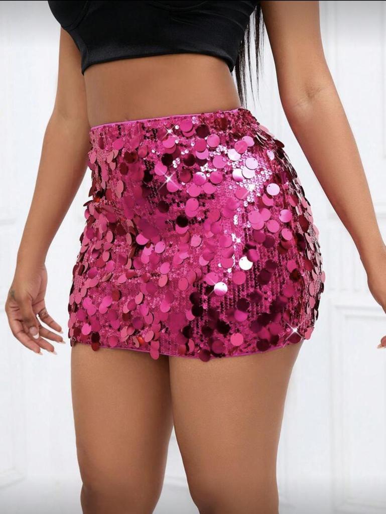 European & American Sexy High-Waist Sequin Mini Skirt – A-line, Ultra-Short, Hip-Hugging Women's Wear