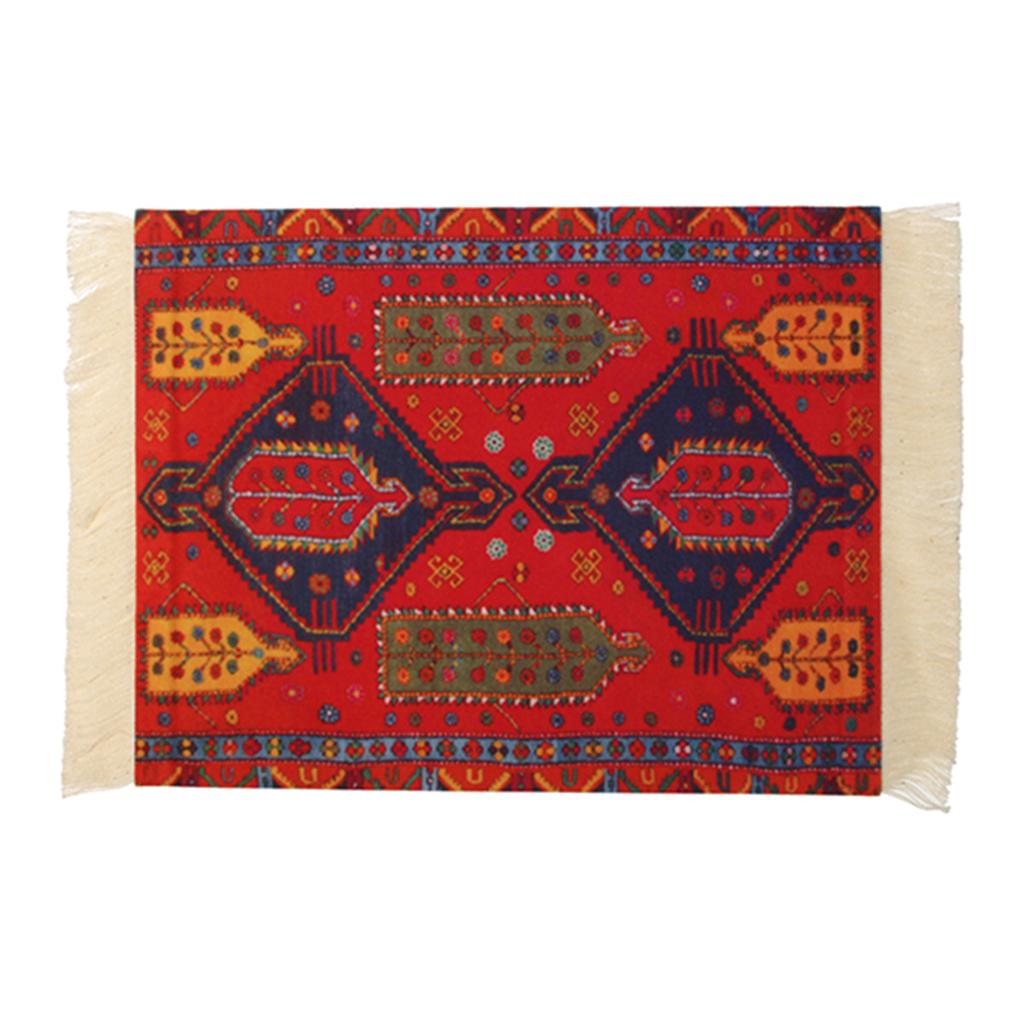 Persian Rug Mouse Cup Mat Bohemia Carpet Mousepad Gift Craft Pad Tassel Decor