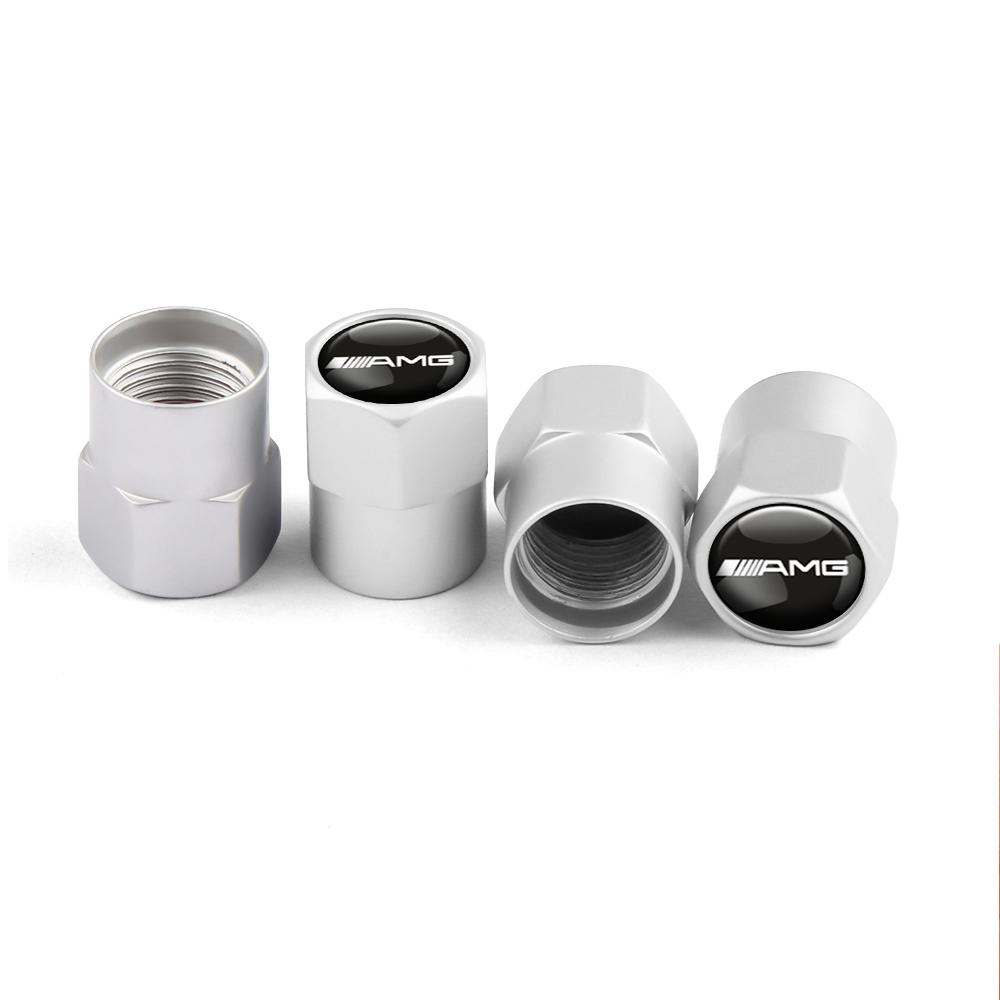 4pcs Metal Car Badges Wheel Tire Valve Caps Covers Car Accessories For Mercedes Benz New A/B/C/E/S Class C200L GLC AMG W212 W213 STUVW1