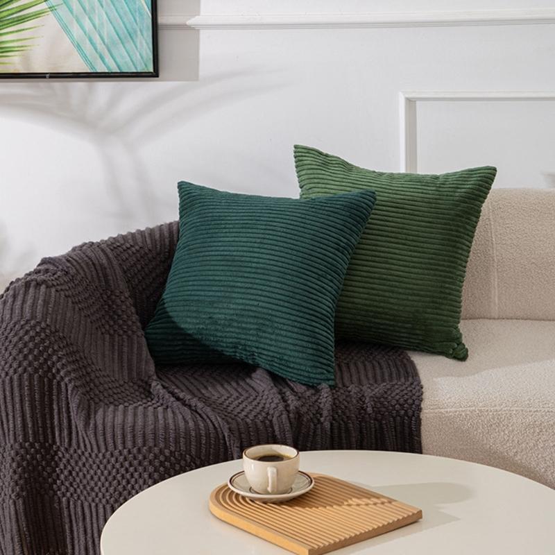 Housse de coussin décorative 45 x 45 cm en tissu côtelé avec ouverture dissimulée pour lit Chaise Siège de fenêtre Style