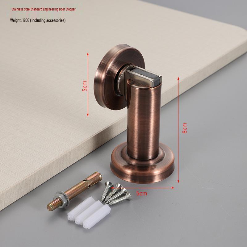 304 Stainless Steel Magnetic Door Stopper – Thickened Anti-Collision Design, High-Grade Black Wall Suction for Room