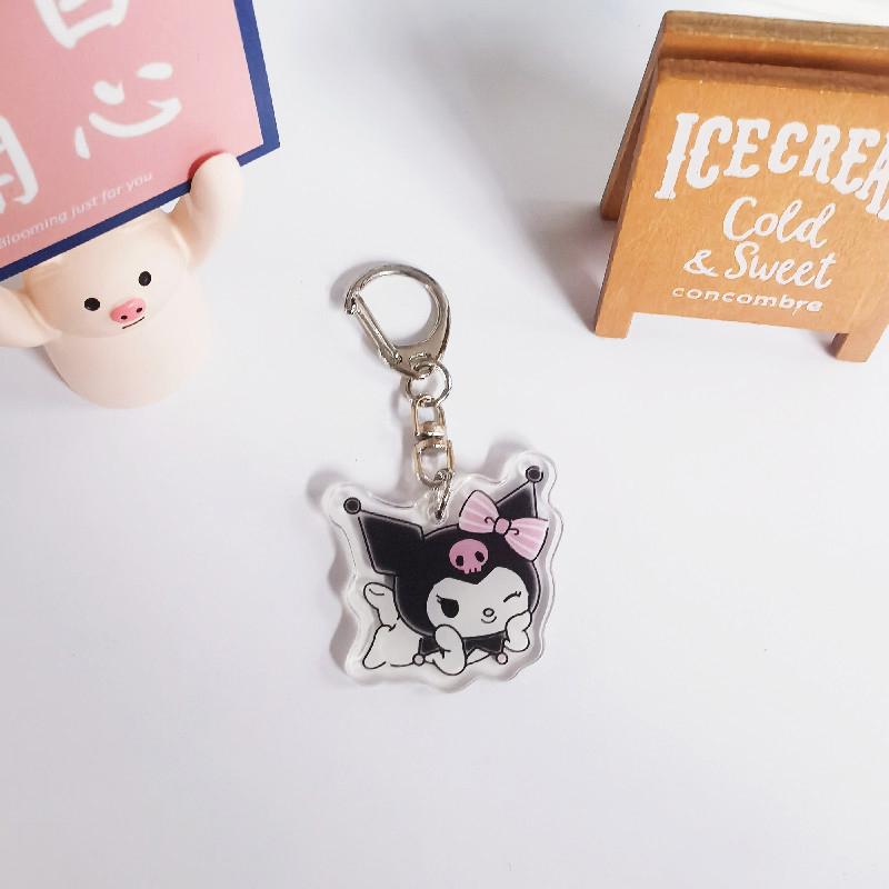 Melody Kuromi Cinnamon Dog Pendant Keyring Cute Keychain Kitty Schoolbag Pendant Acrylic Bag Pendant Accessories