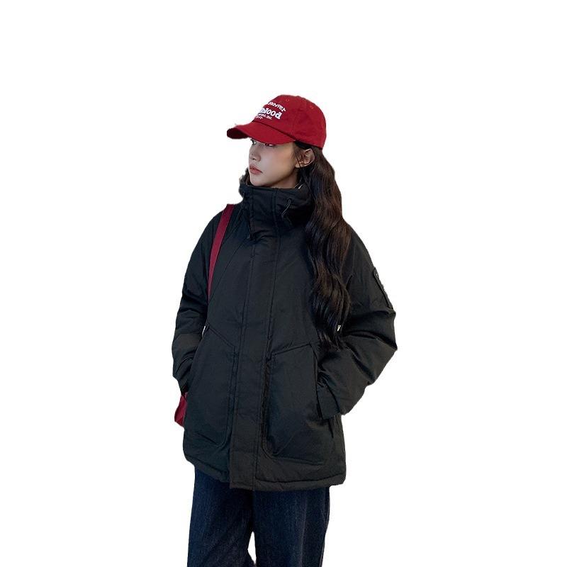 2025 winter new plus-size down cotton jacket women's middle school over the knee student bread suit sports leisure couple jacket
