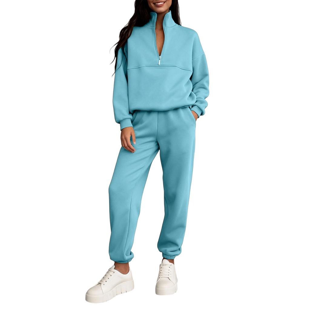 Damen 2-teiliges Farb-Freizeit-Sportbekleidungs-Set mit langen Hosen