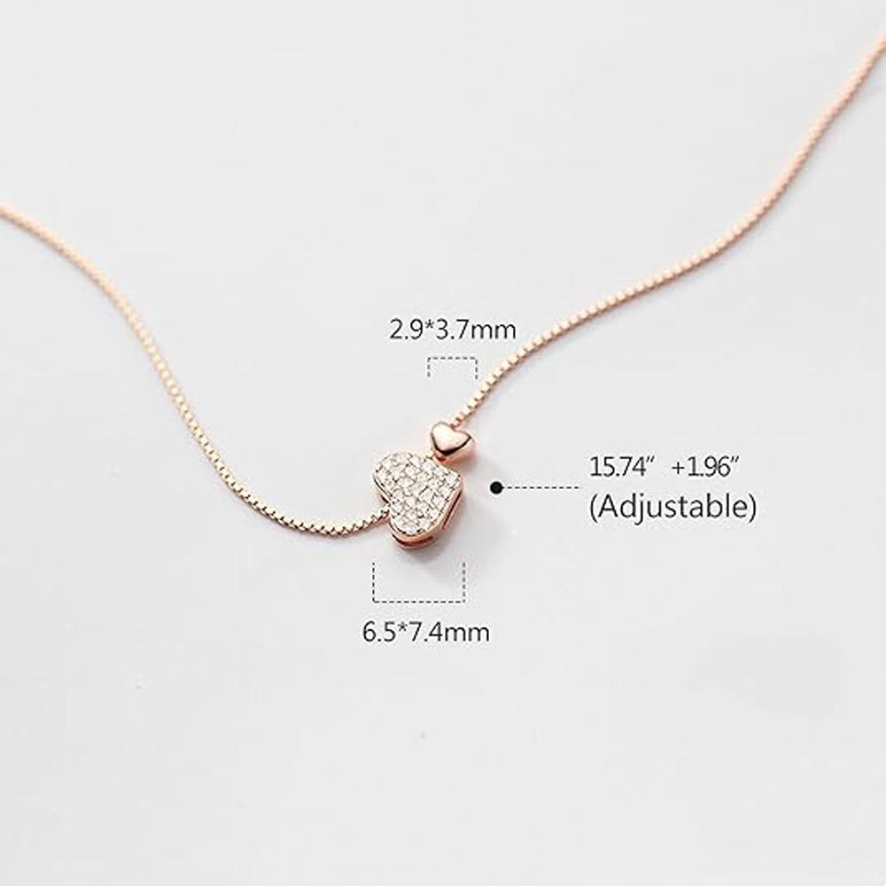 Women S925 Sterling Silver Heart Necklace Dainty 14k Gold Plated CZ Love Heart Pendant Choker Necklaces Birthday Gifts For Her