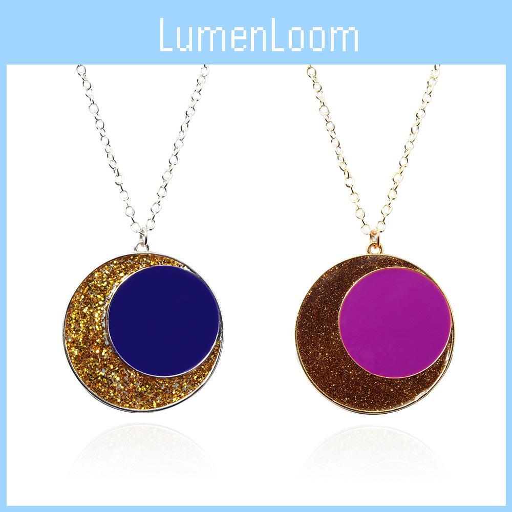 The Owl House Moon Pendant Necklace Alloy Round Charm With 51cm Chain For Casual And Gift Use