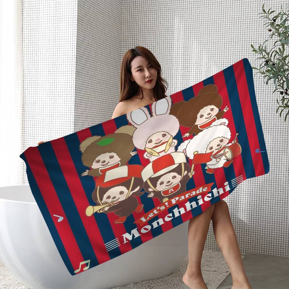 Popular Logo M-Monchhichi Fashion Anime Beach Swimming Soft Absorbent Washcloth Children's Gifts for Kids Travel Camping Gym